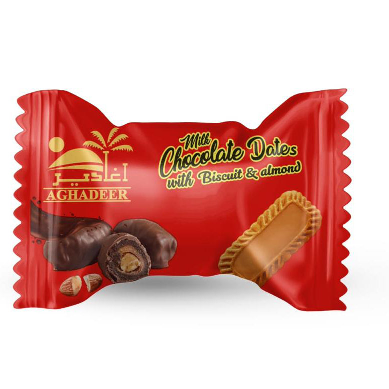 Lotus flavored coated dates chocolate