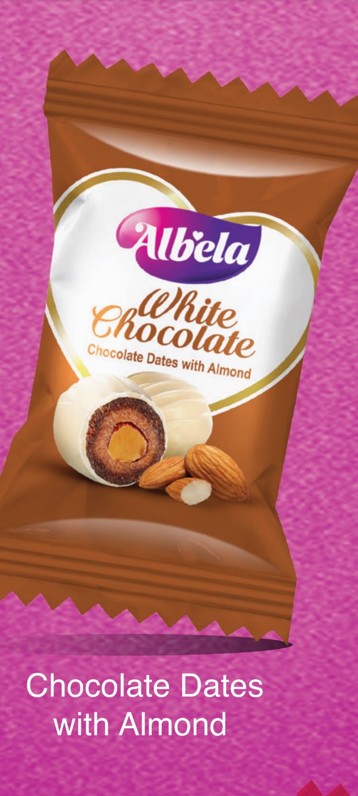 Premium White chocolate dates chocolate with almond