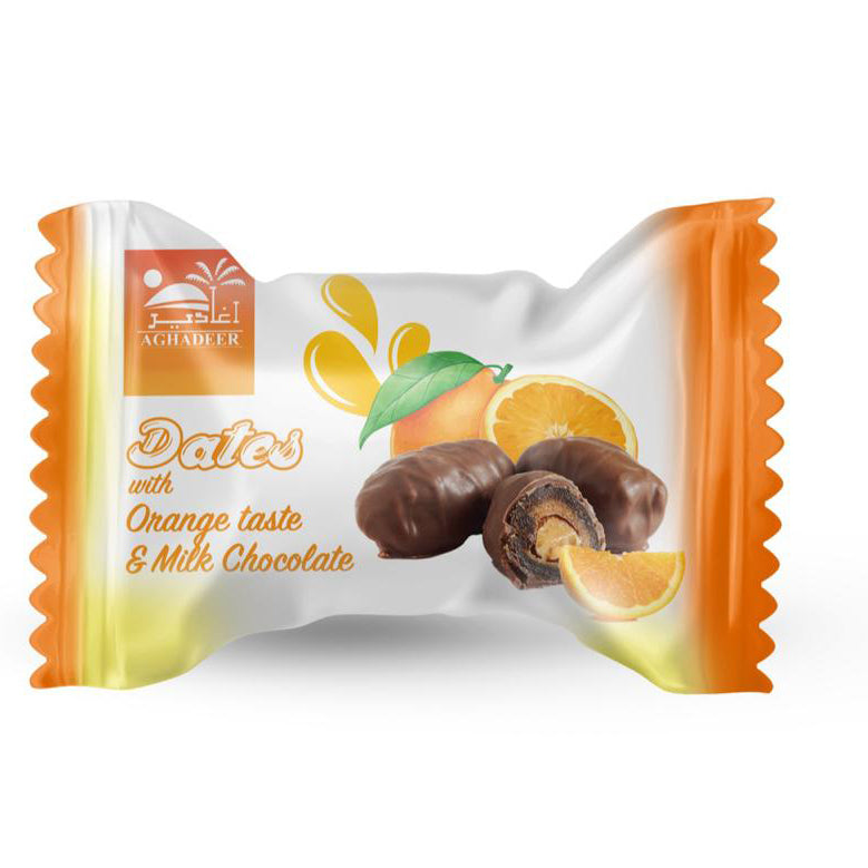 Orange coated chocolate dates with almond